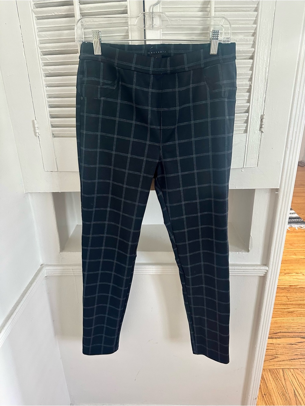 Sanctuary Black Windowpane Pull On Ankle Pants